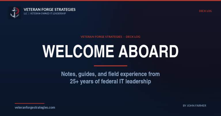 Welcome Aboard — Veteran Forge Strategies Deck Log intro